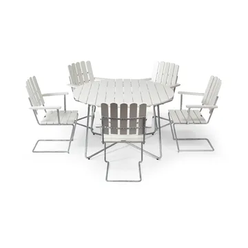 Grythyttan dining set white 9A Ø120cm + 5pcs A2 - Grythyttan Stålmöbler