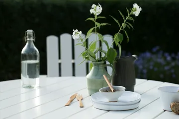 Grythyttan dining set white 9A Ø120cm + 5pcs A2 - Grythyttan Stålmöbler