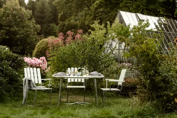 Grythyttan dining set white 9A Ø120cm + 5pcs A2 - Grythyttan Stålmöbler