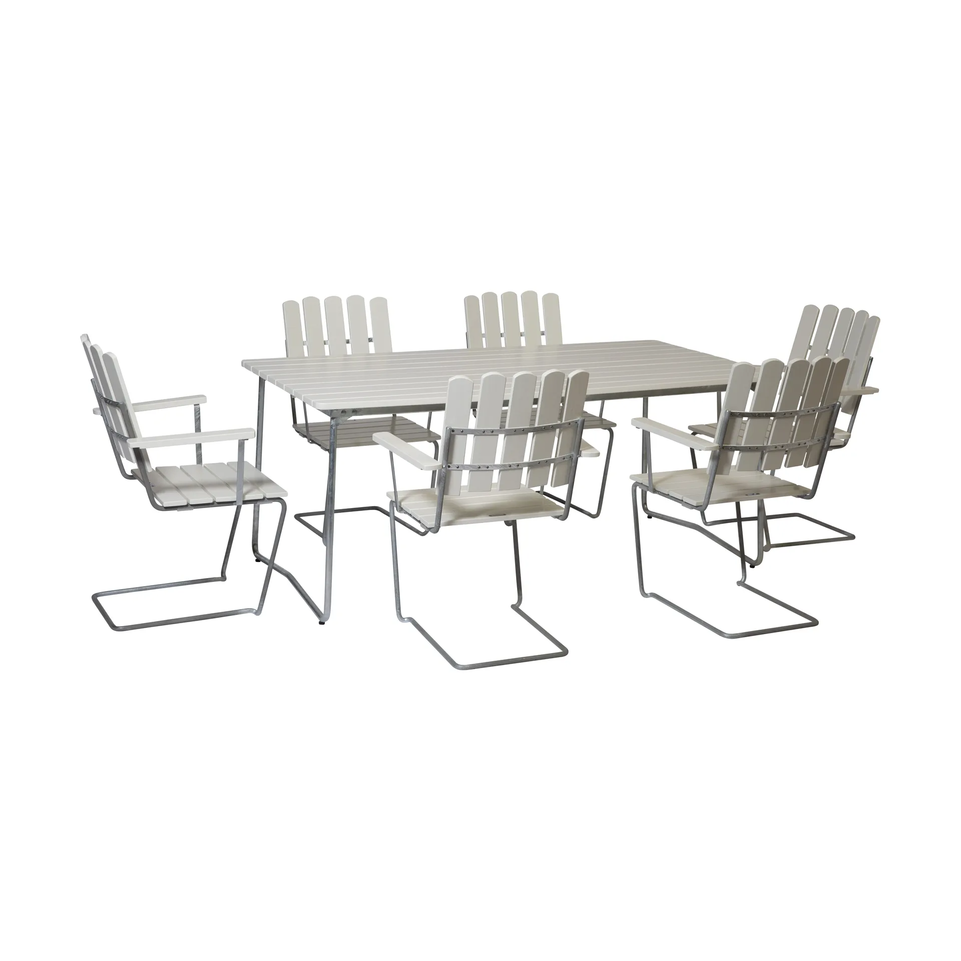 Grythyttan dining set white B31 170 cm + 6pcs A2,  Grythyttan Stålmöbler