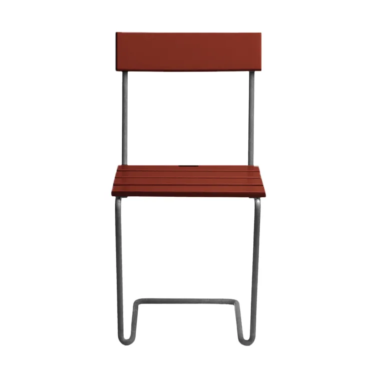Stol 1 chair, Dark red lacquered oak-warm galvanised frame Grythyttan Stålmöbler