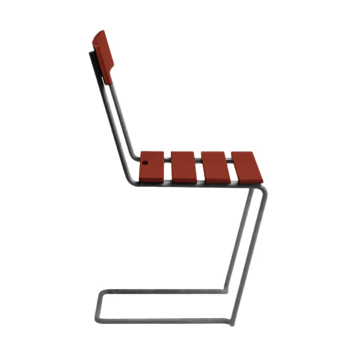 Stol 1 chair, Dark red lacquered oak-warm galvanised frame Grythyttan Stålmöbler