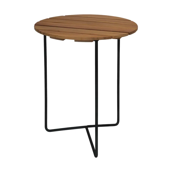 Table 6B table - Untreated teak-black, Ø60 cm - Grythyttan Stålmöbler