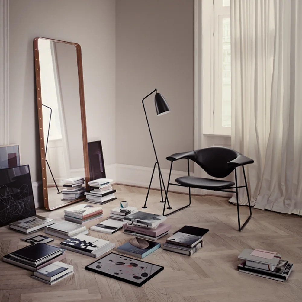 Adnet rectangular mirror, Black, large GUBI
