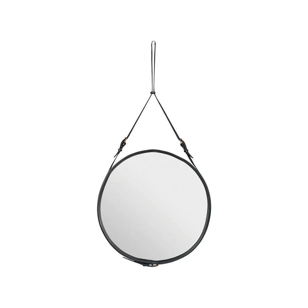 Adnet Round Mirror, Brown, large GUBI