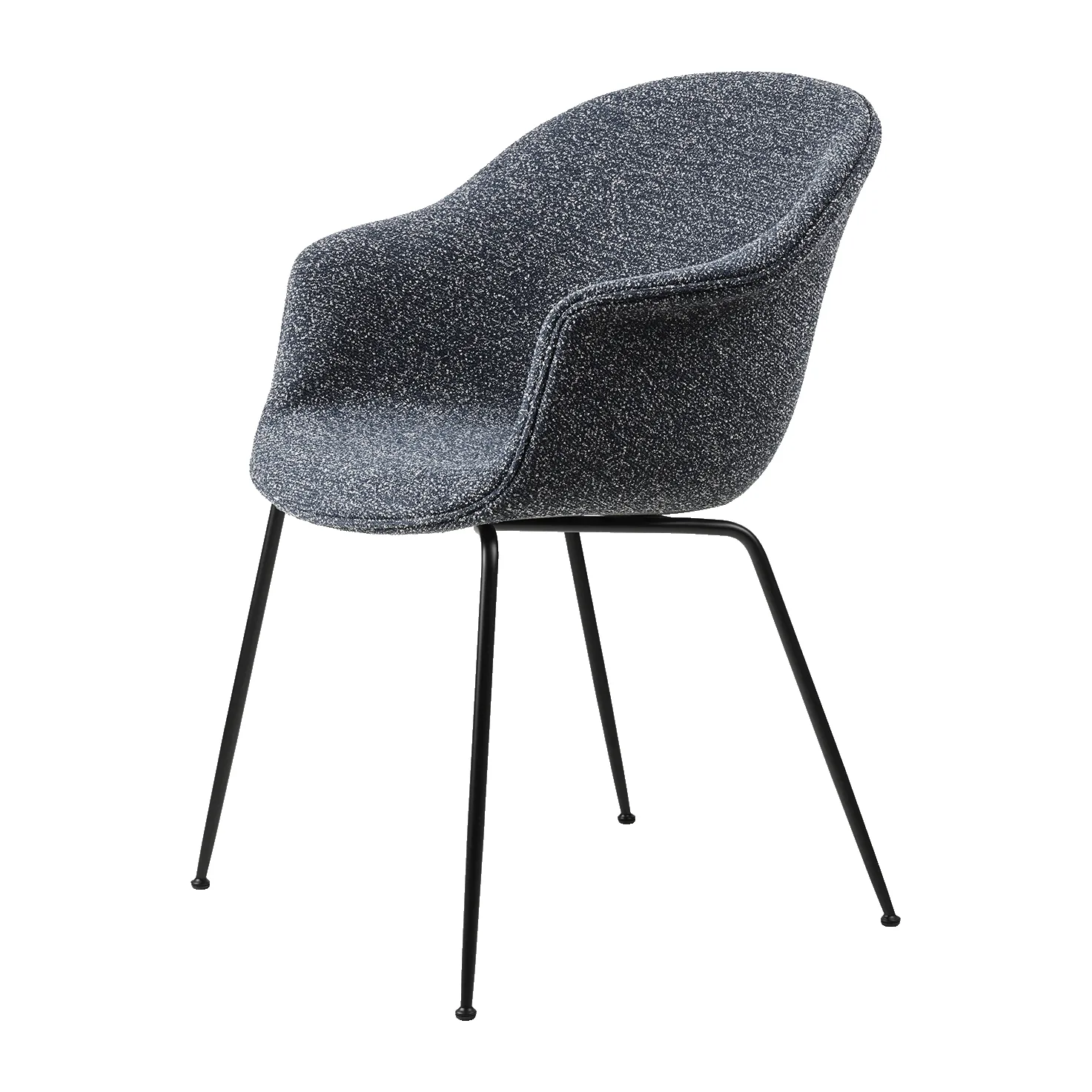 Bat Dining Chair - - fully upholstered, conic base, Around bouclé 023-black GUBI