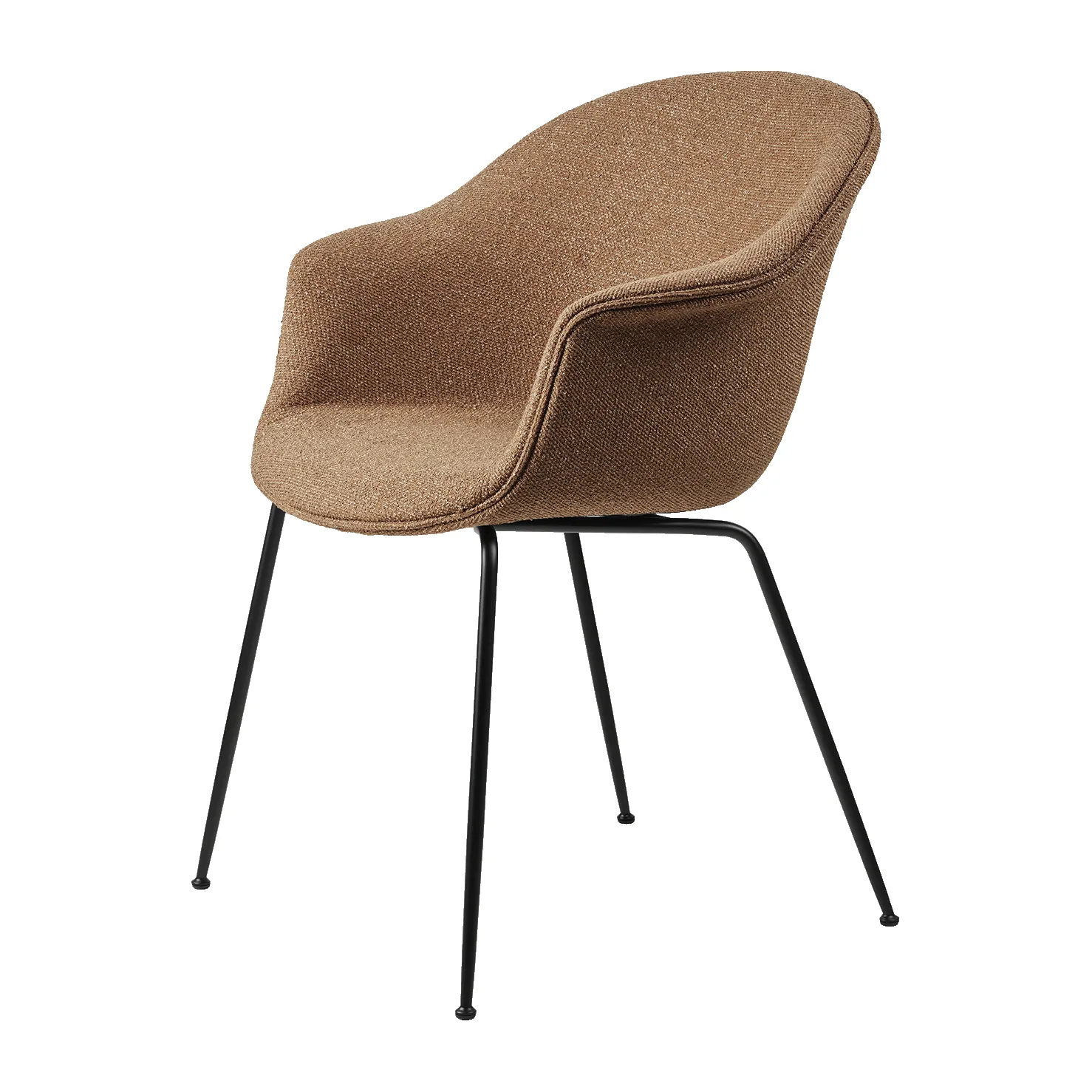 Bat Dining Chair - - fully upholstered, conic base, Around bouclé 032-black GUBI