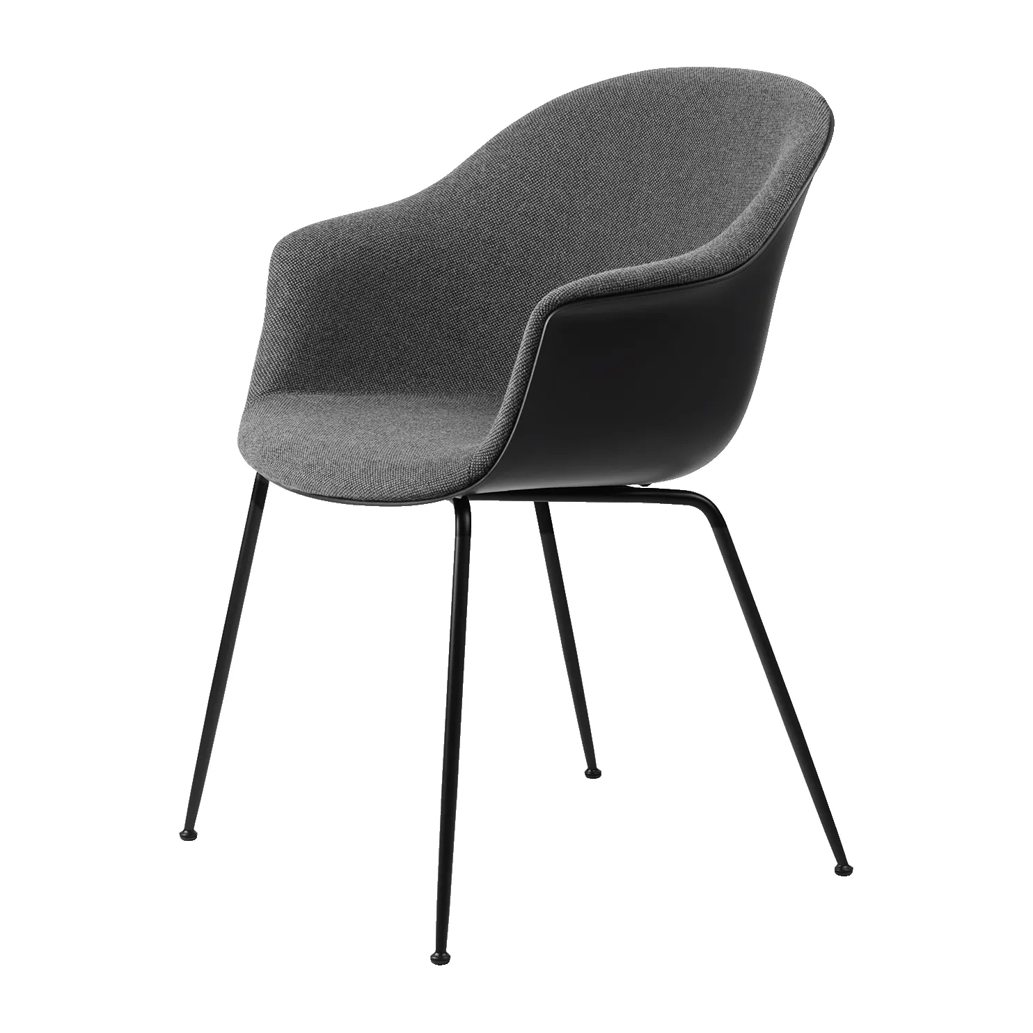 Bat Dining Chair - upholstered front, conic base, Hallingdal 65 nr.173-black GUBI