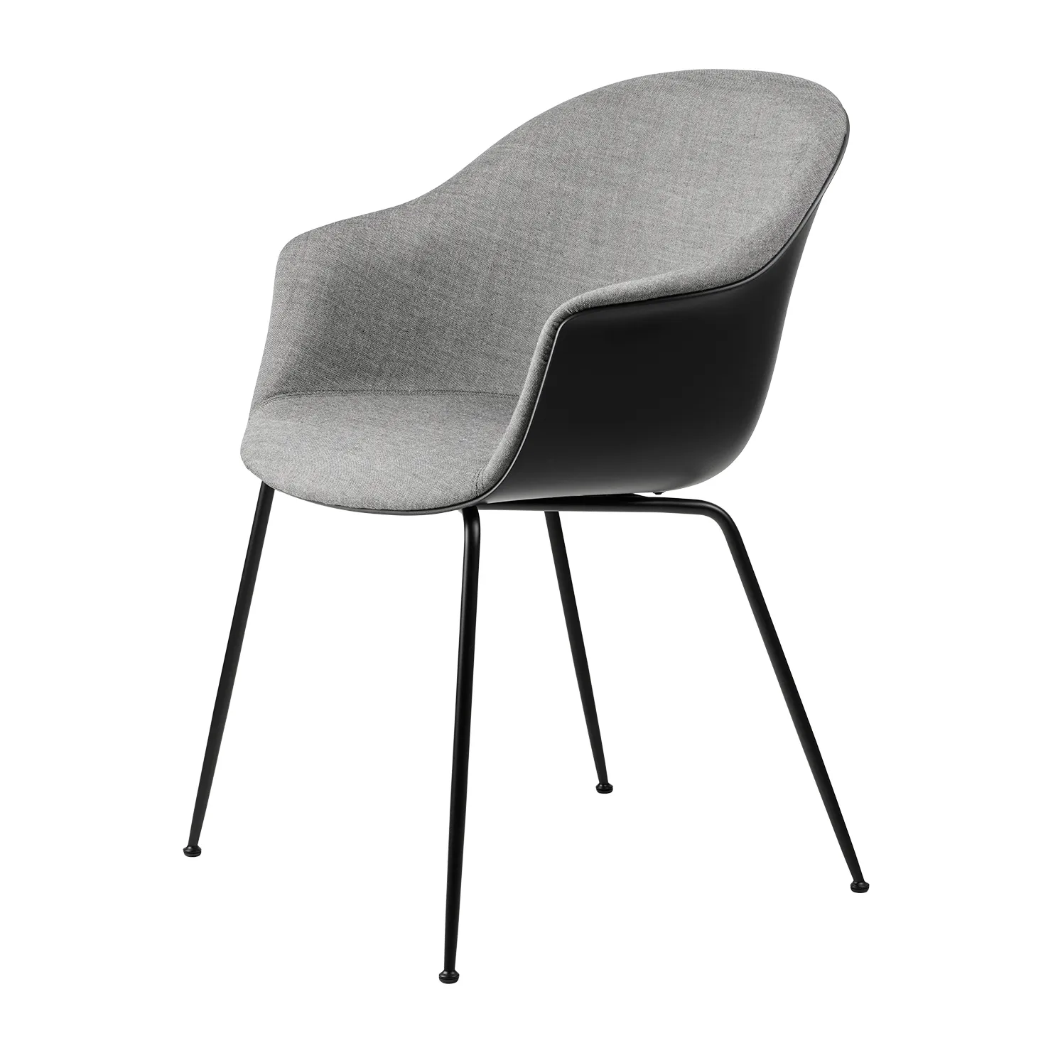 Bat Dining Chair - upholstered front, conic base, Remix 3 nr.152-black GUBI