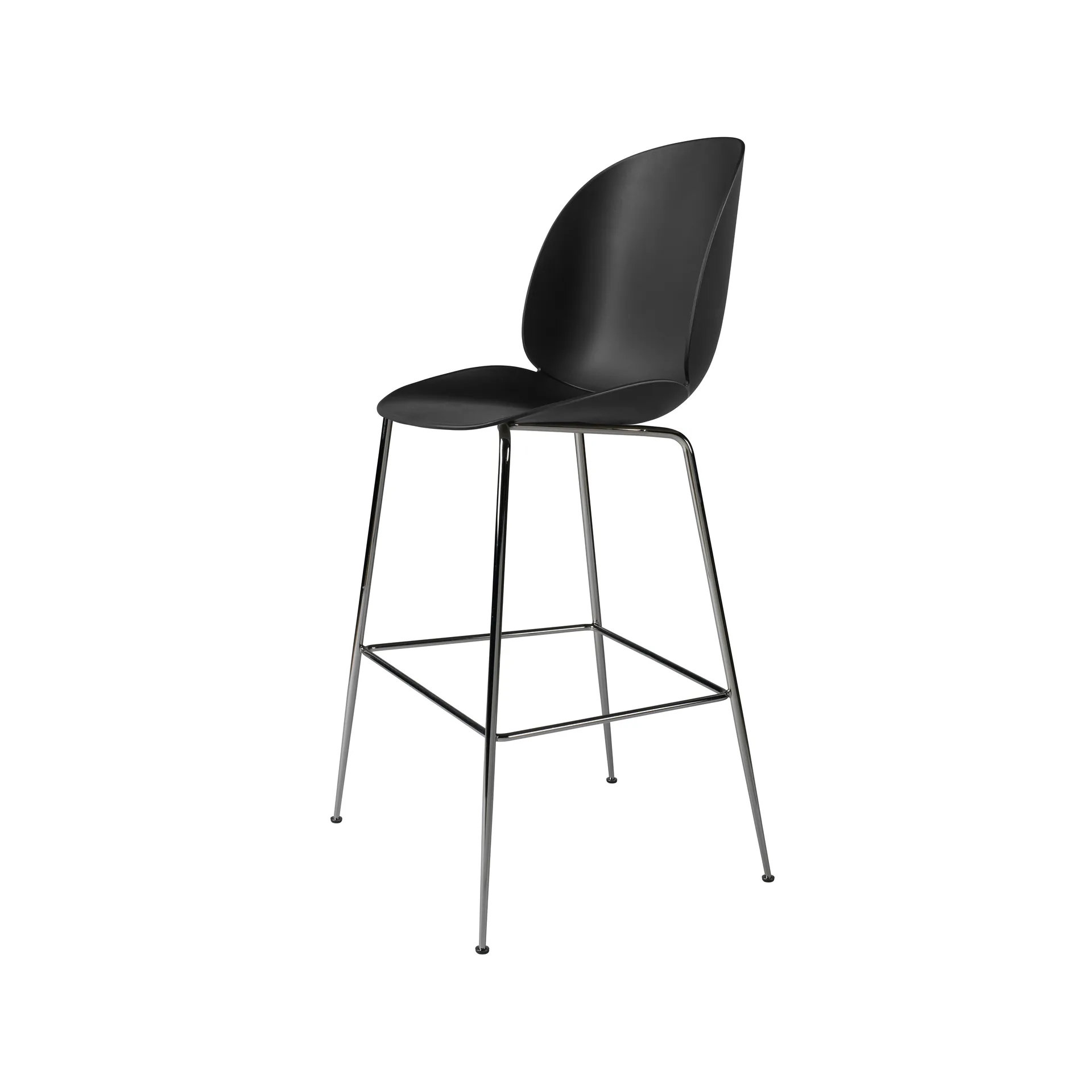 Beetle Barstool high, Black, black chrome steel legs GUBI