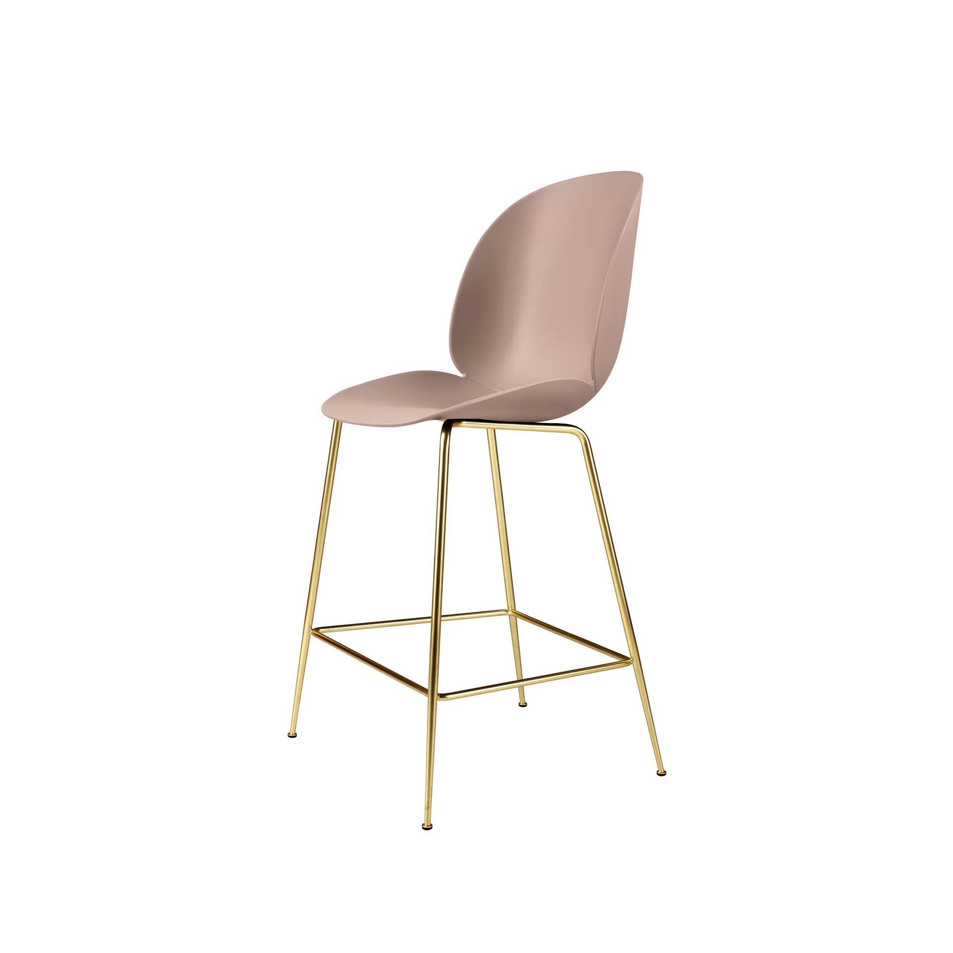 Beetle barstool low, Sweet pink, brass legs GUBI