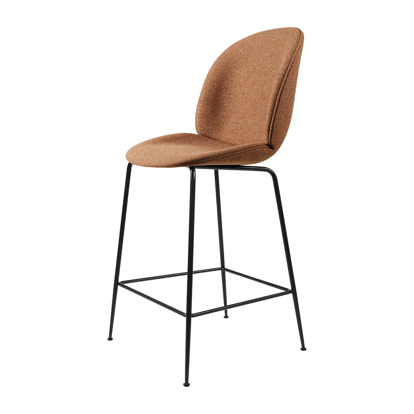 Beetle counter chair - upholstered bar stool - low, Around bouclé 032-black GUBI