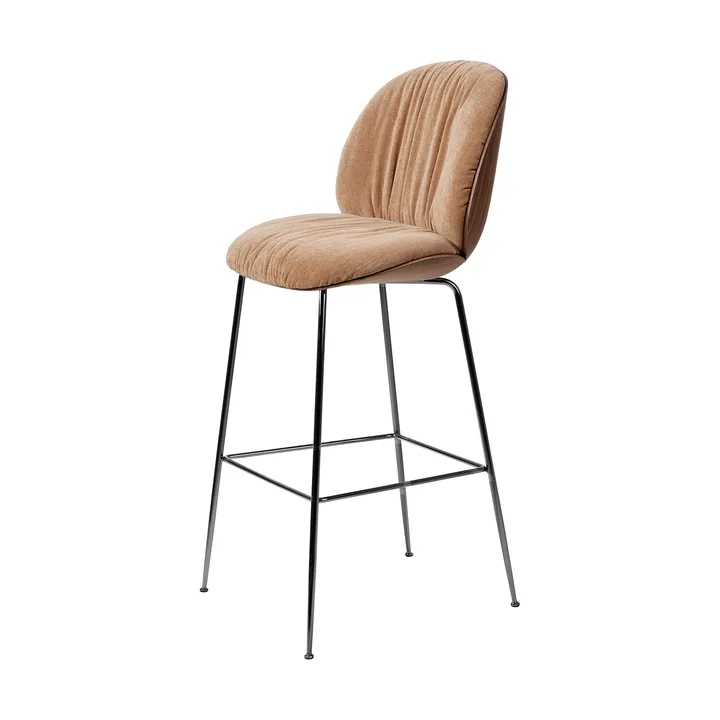 Beetle Soft barstool 75 cm front-upholstered - Belsuede Dedar 132-lacquered walnut-black chrome - GUBI