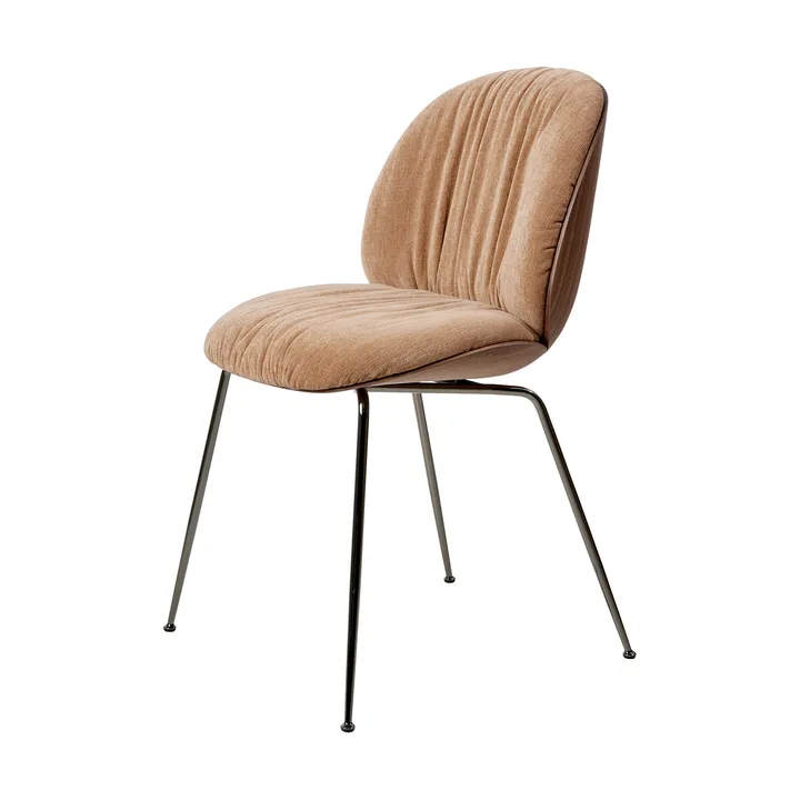 Beetle Soft chair front-upholstered - Belsuede Dedar 132 - matt lacquered walnut-black chrome - GUBI