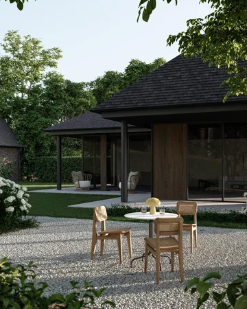 C-chair Outdoor chair - All french cane-natural teak - GUBI