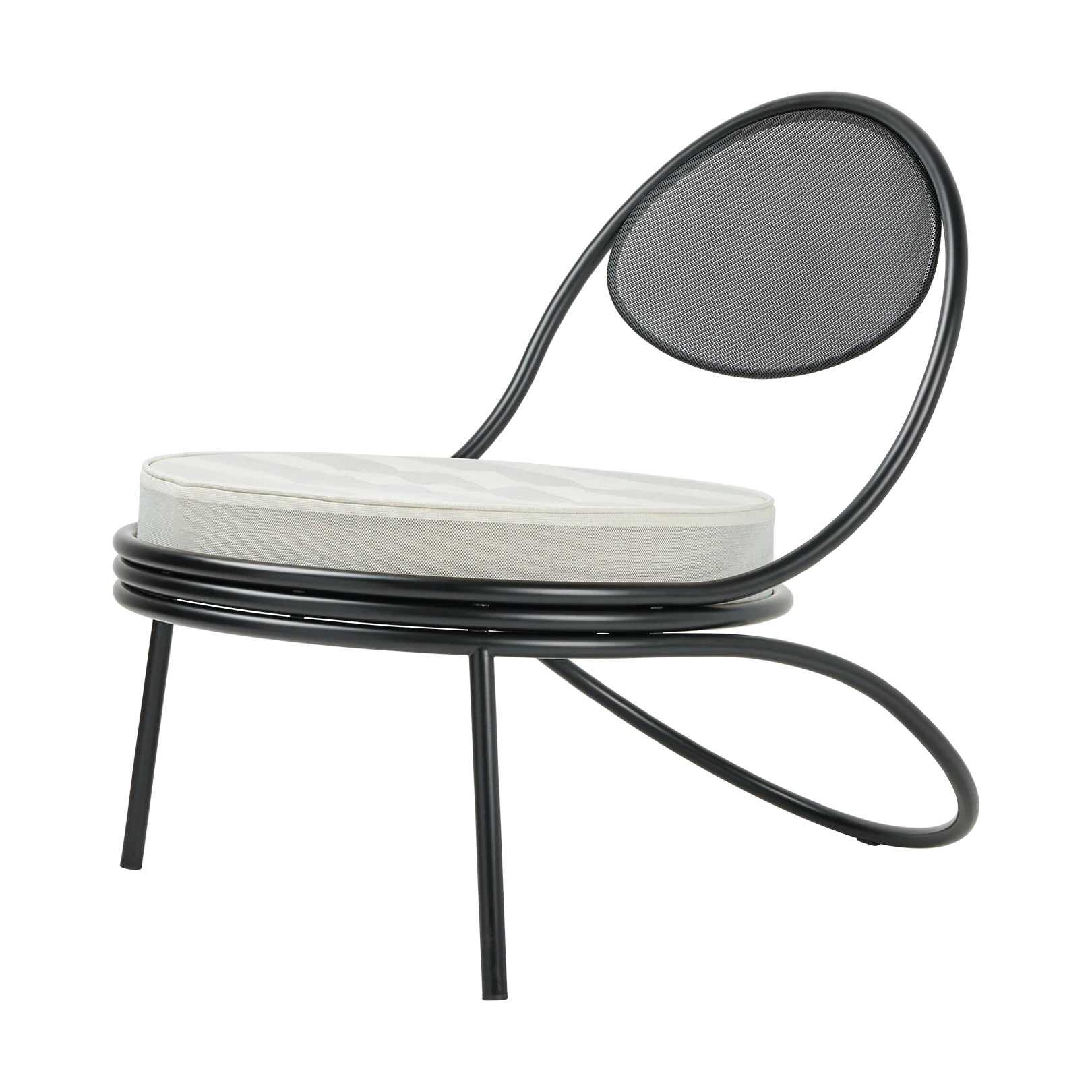 Copacabana Outdoor Lounge Chair upholstered seat, Leslie stripe limonta 020-black legs GUBI