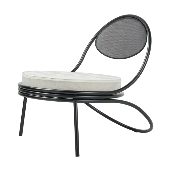 Copacabana Outdoor Lounge Chair upholstered seat - Leslie stripe limonta 020-black legs - GUBI