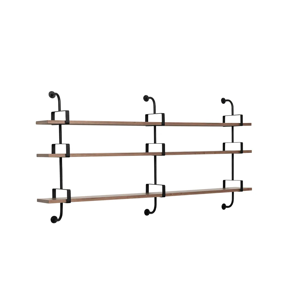 Demon wall shelf 3 levels, Walnut, 215 cm GUBI