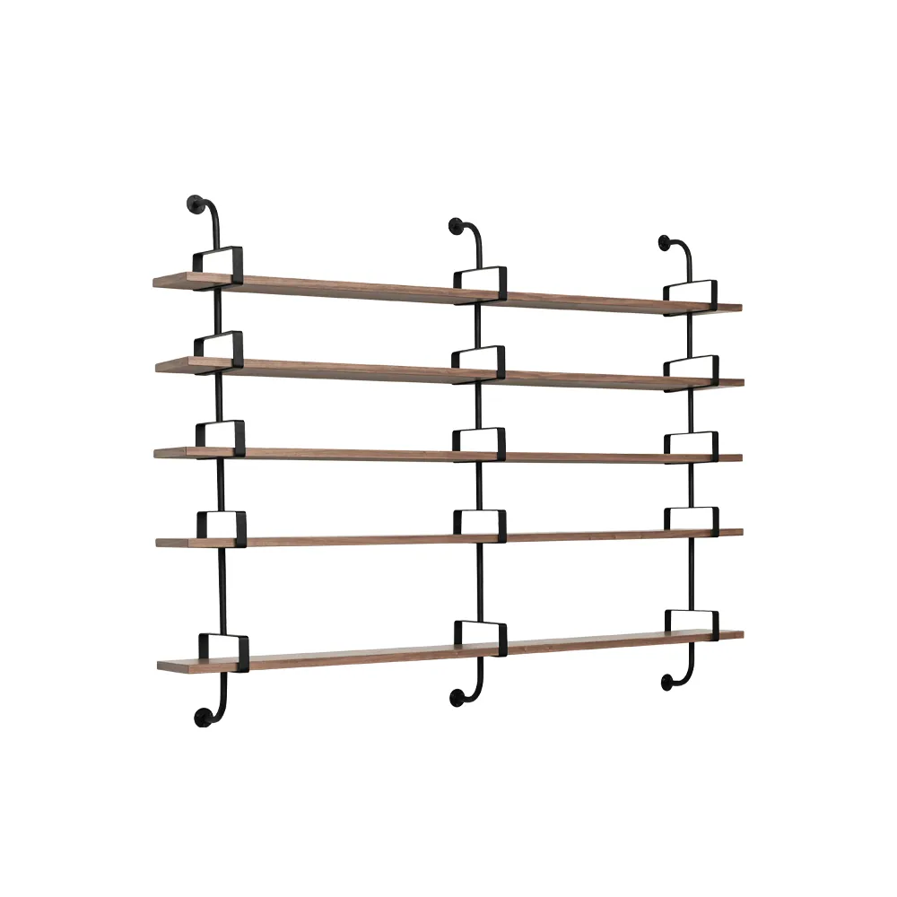 Demon wall shelf 5 plan, Walnut, 215 cm GUBI