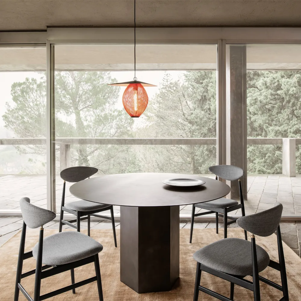 Epic Steel dining table, Misty grey GUBI