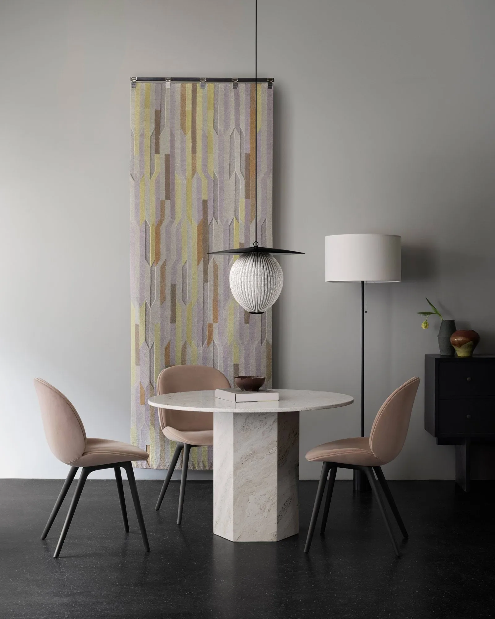 Gravity floor lamp, Maroon marble-white GUBI