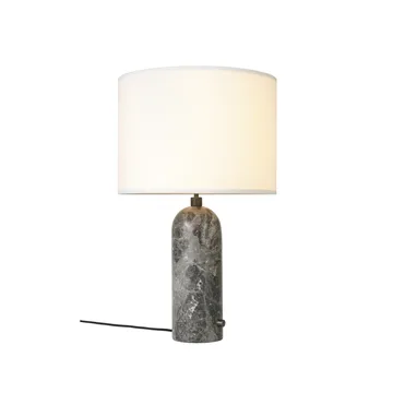 Gravity L table lamp - grey marble + white shade - GUBI