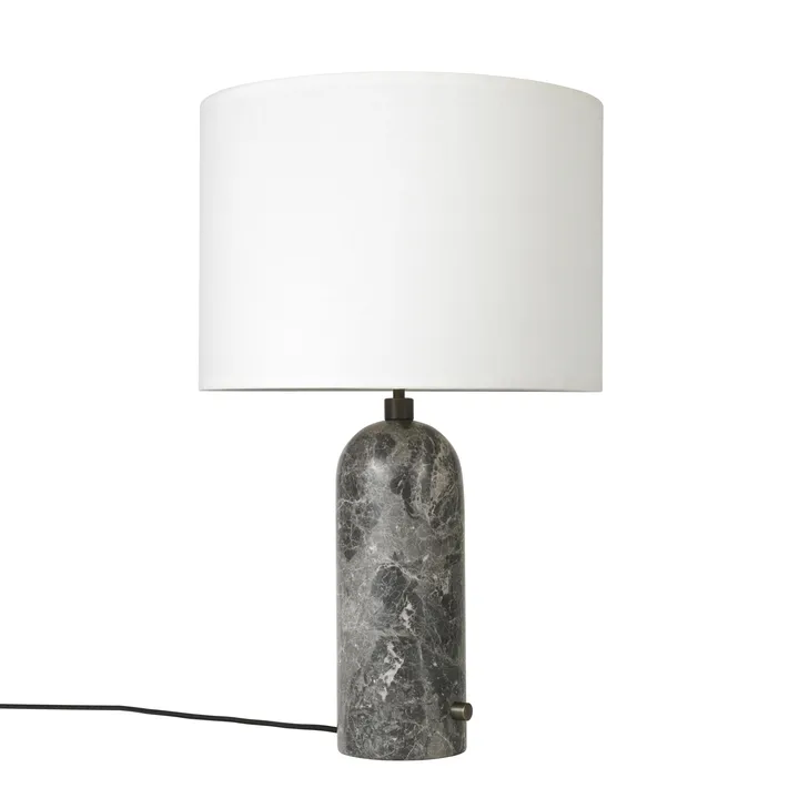 Gravity S table lamp - grey marble + white shade - GUBI