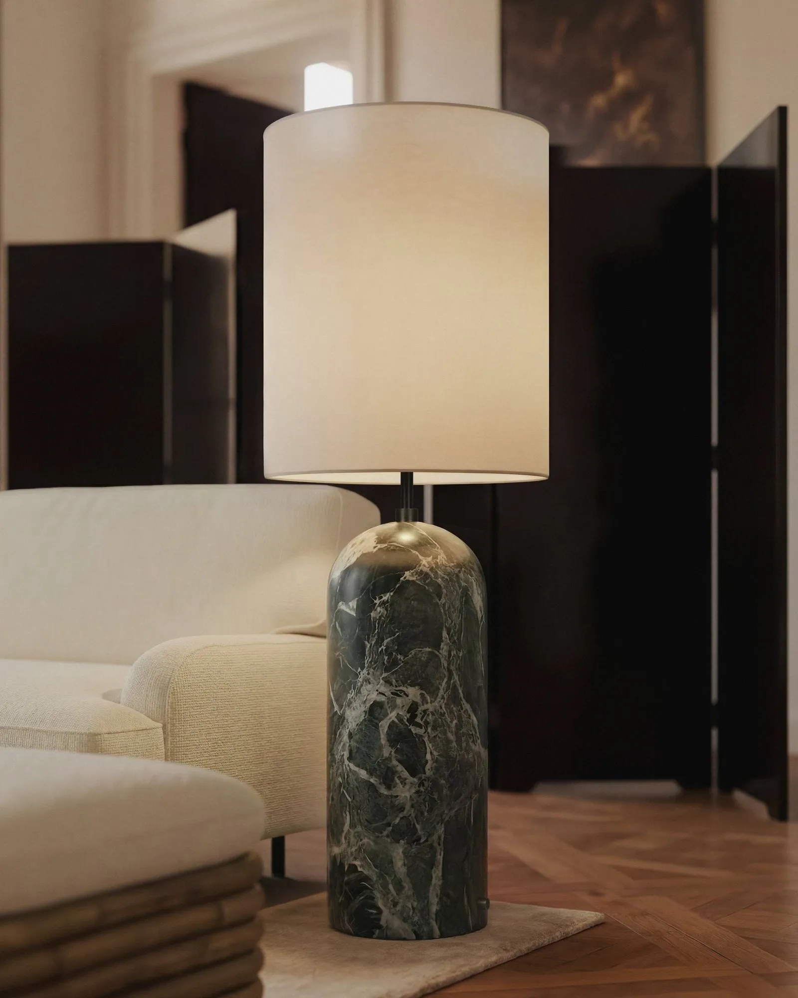 Gravity XL floor lamp, Emerald marble-white GUBI