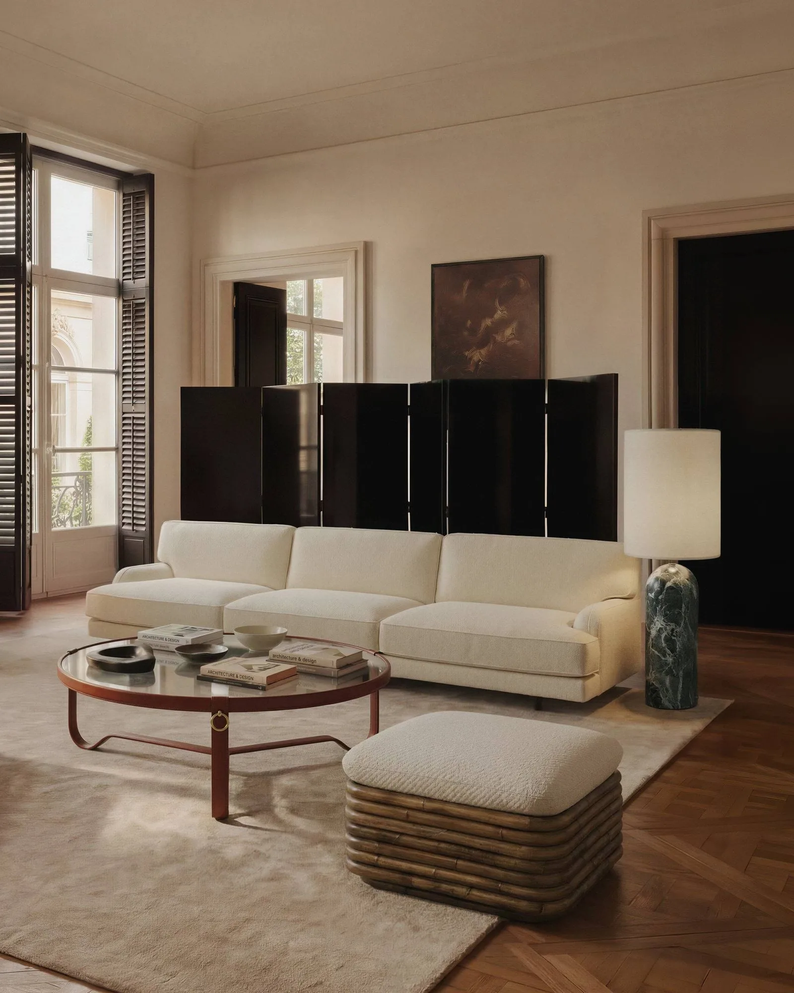 Gravity XL floor lamp, Emerald marble-white GUBI