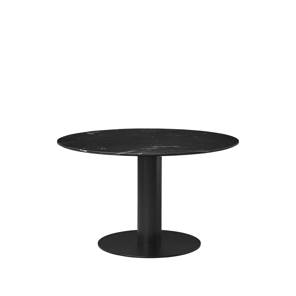 Gubi 2.0 dining table, Marble black. ø110. black stand GUBI