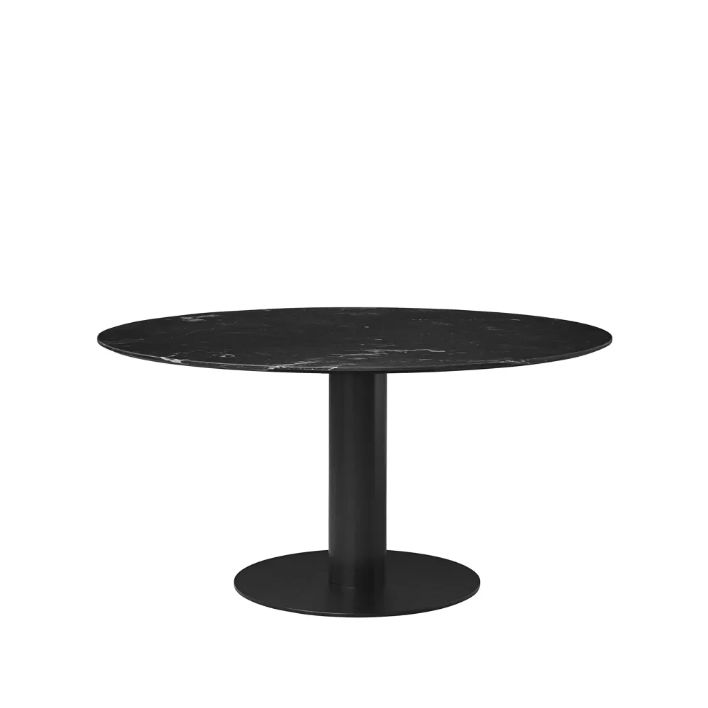 Gubi 2.0 dining table, Marble black. ø150. black stand GUBI
