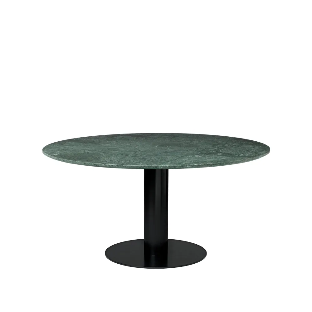Gubi 2.0 dining table, Marble green. ø150. black stand GUBI