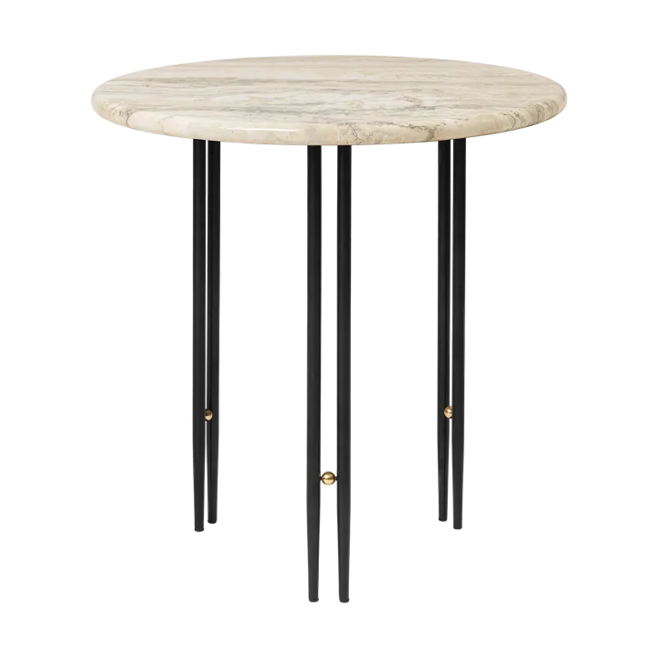 IOI coffee table Ø50 cm - Black-brass-rippled beige - GUBI