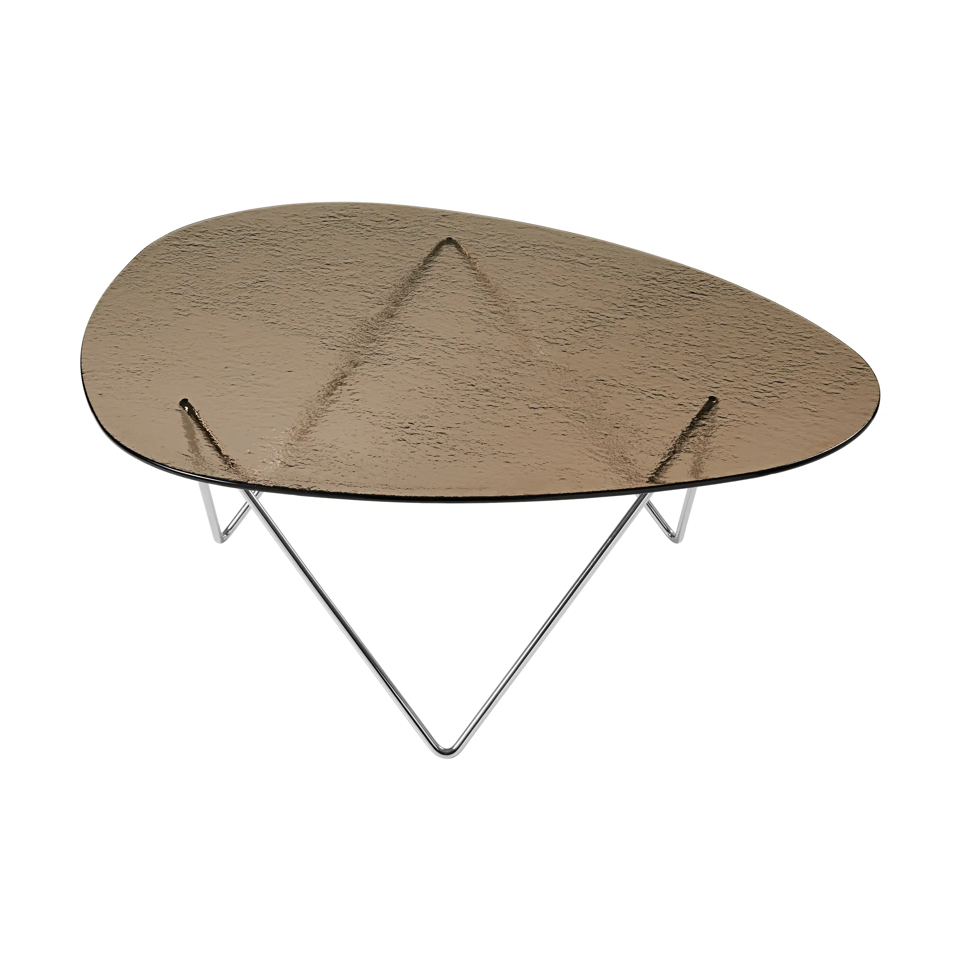 Pedrera sofa table, Chrome-structured glass bronze GUBI