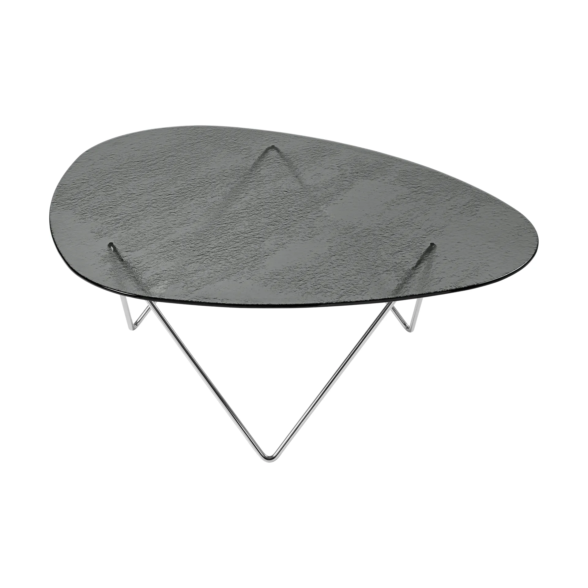 Pedrera sofa table, Chrome-structured glass smoke GUBI