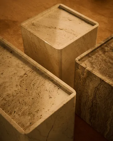 Pietra side table 33x33x40 cm - Lively sepia - GUBI