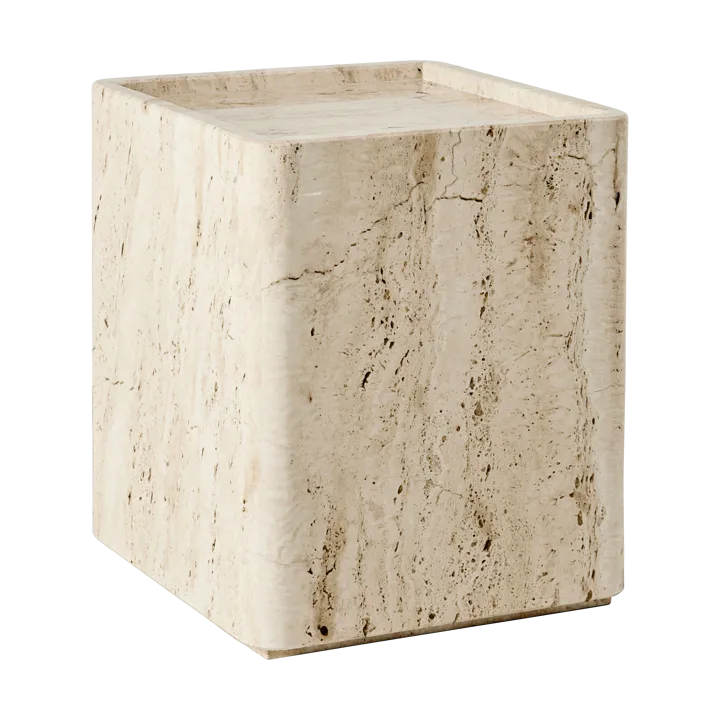 Pietra side table 33x33x40 cm - Neutral white travertine - GUBI