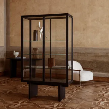 Private display cabinet - Glass. brown-black stained oak - GUBI