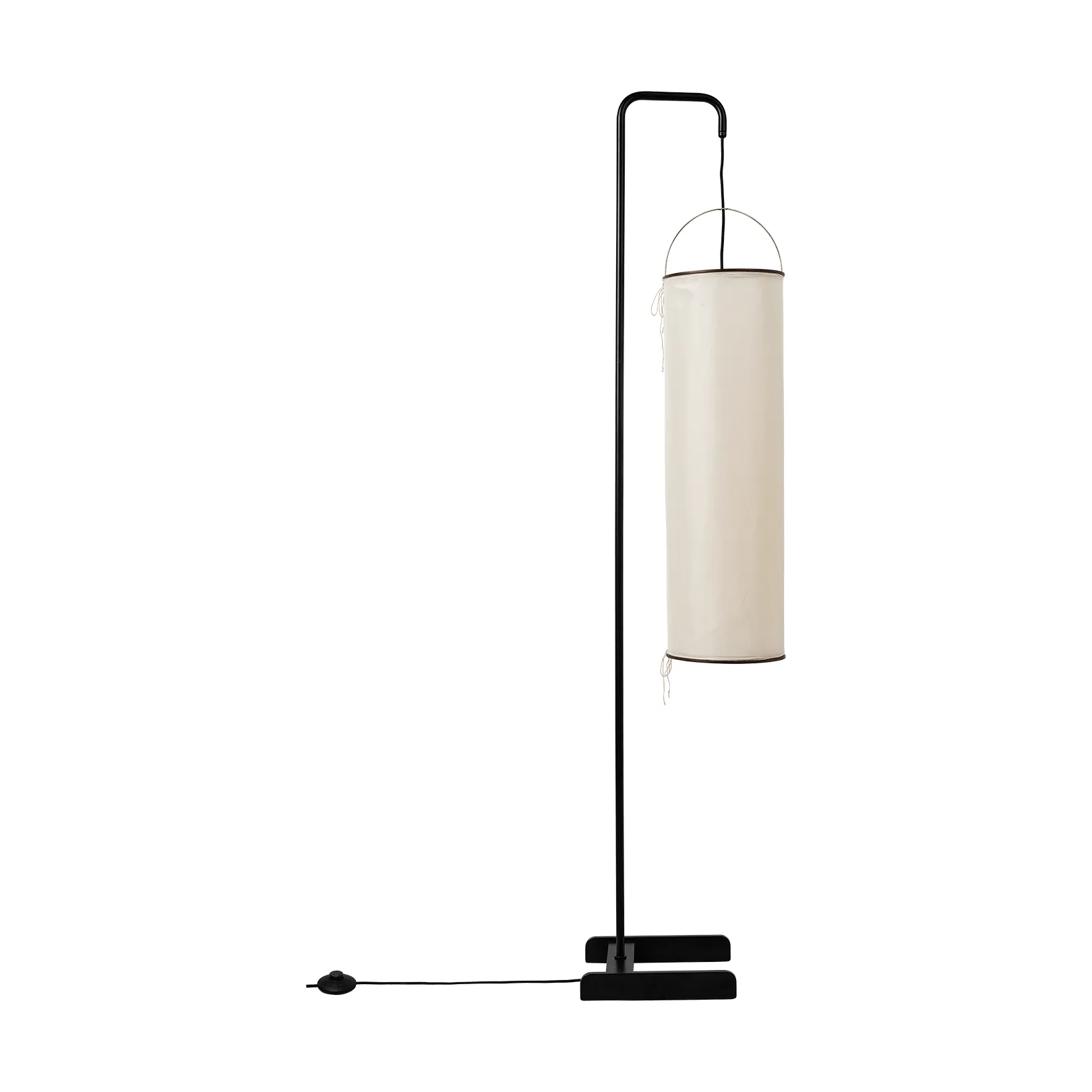 Silk Lantern floor lamp, Natural white silk-semi matt black, 163 cm GUBI