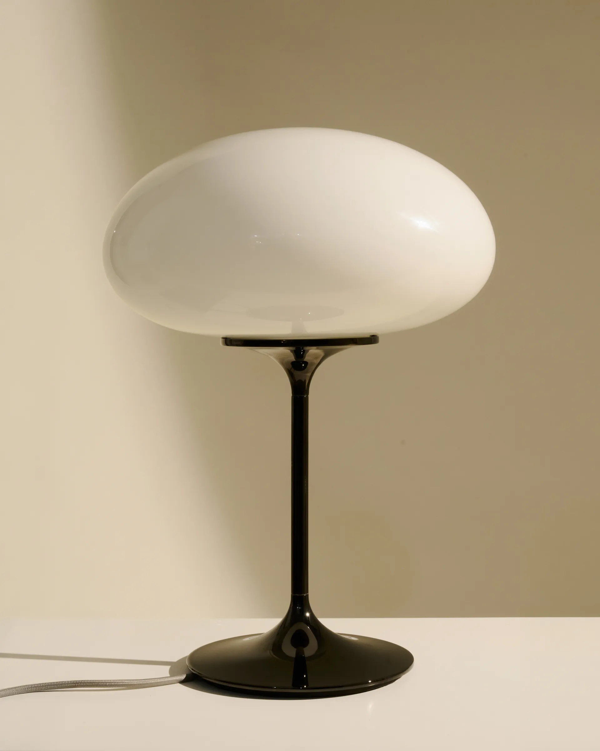 Stemlite Table lamp, Black chrome-opal glass, 42 cm GUBI