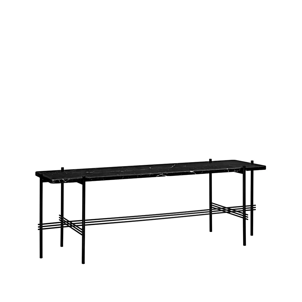 TS Console 1 console table, Marble black, black lacquered stand GUBI