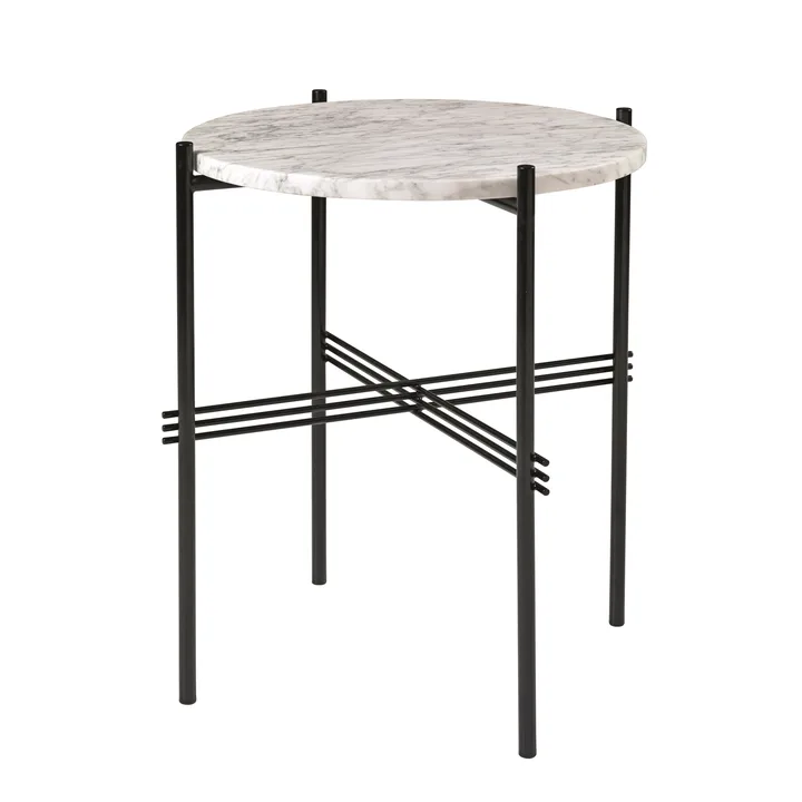 Ts table black legs O 40 Cm - white marble - GUBI