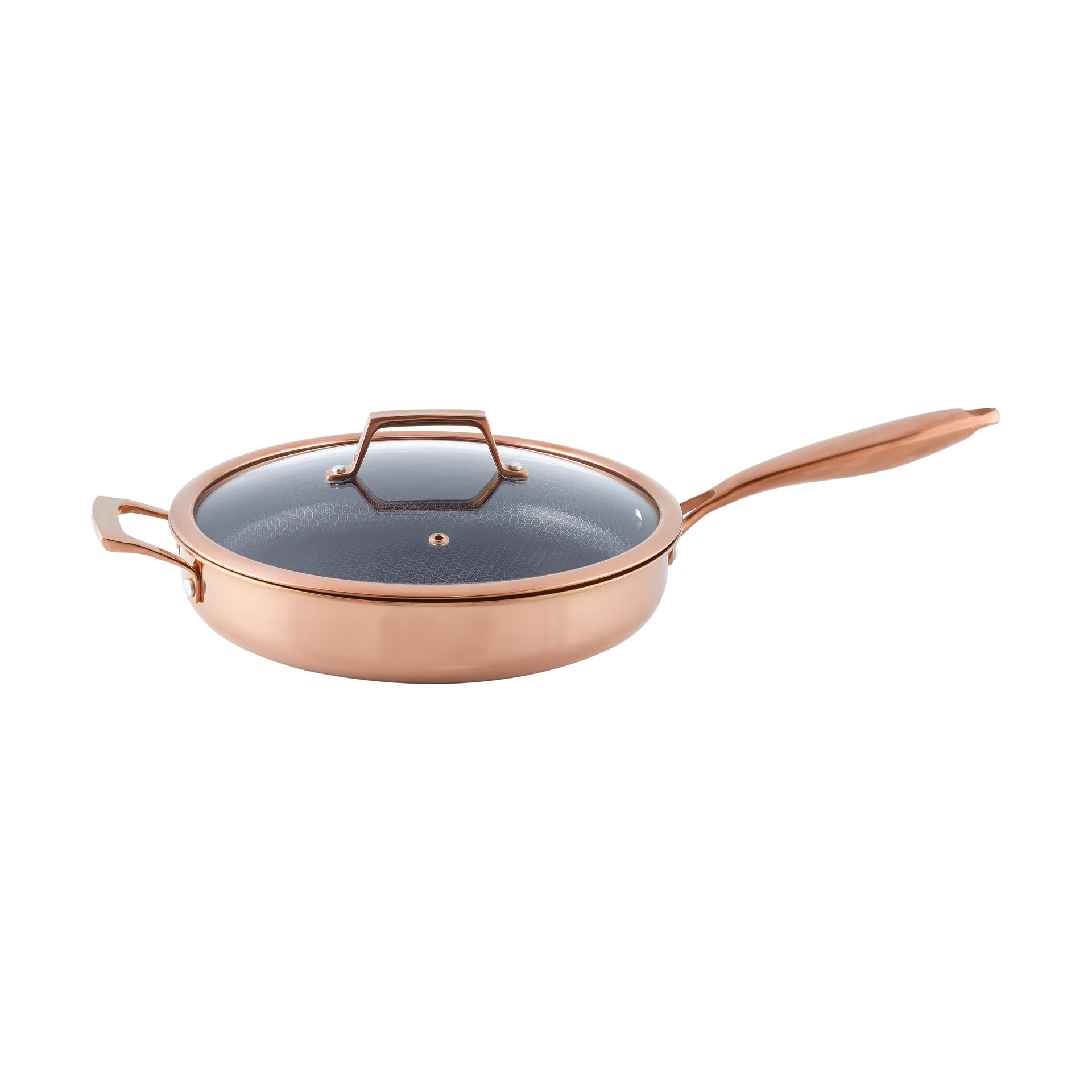 Hâws Santo cast-iron frying pan with lid hybrid coating, Rose Gold Hâws