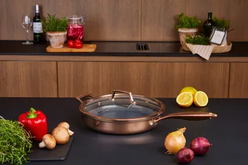 Hâws Santo cast-iron frying pan with lid hybrid coating - Rose Gold - Hâws