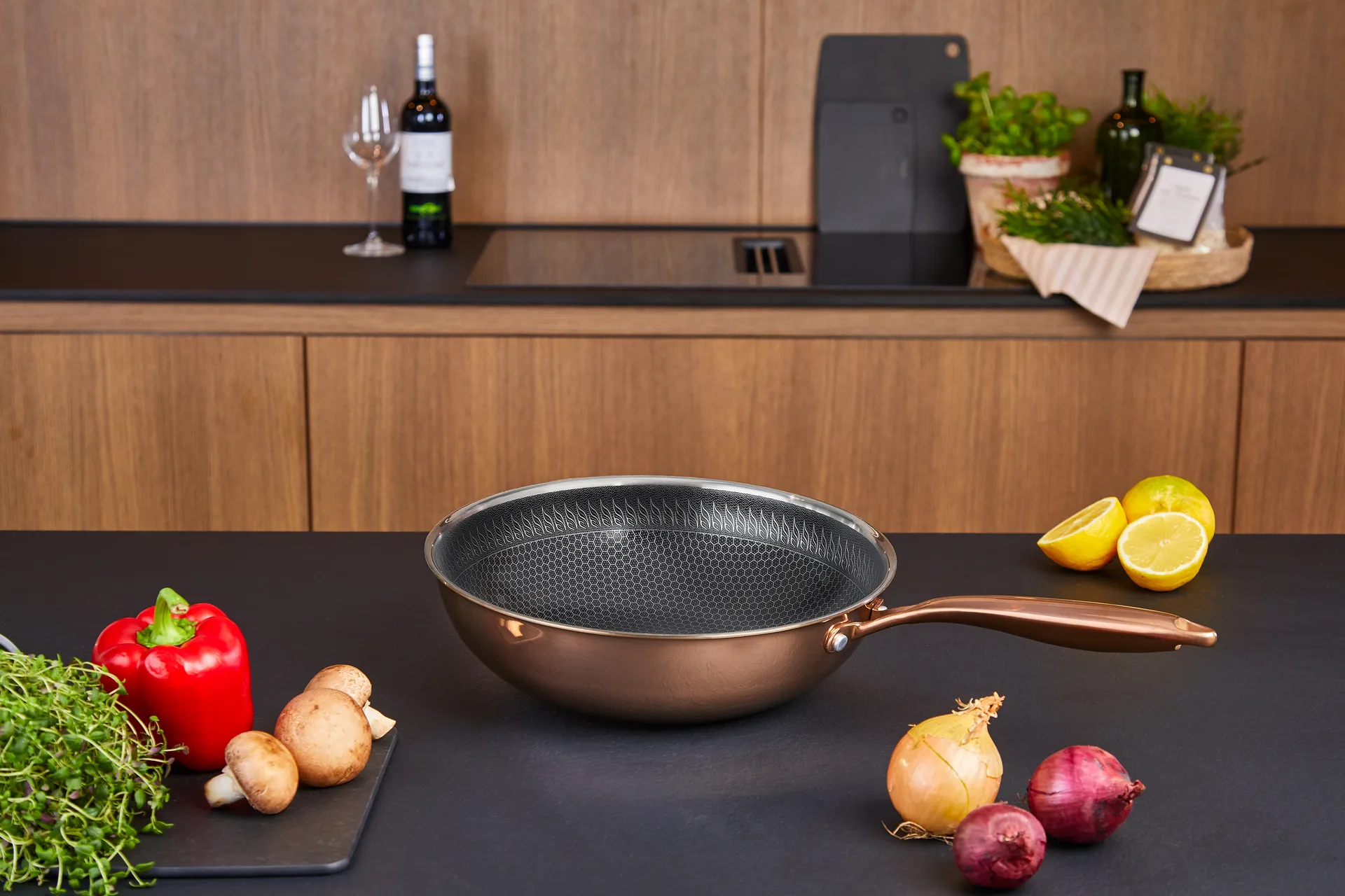 Hâws Santo wok pan hybrid coating Ø28 cm, Rose Gold Hâws