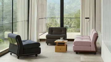 Amanta sofa module - Anthracite-turf blue red mélange, 1-seater/armchair - HAY