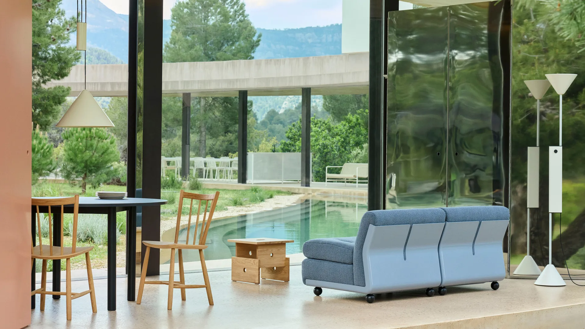 Amanta sofa module, Frost blue-naveli 723, 2 seater HAY