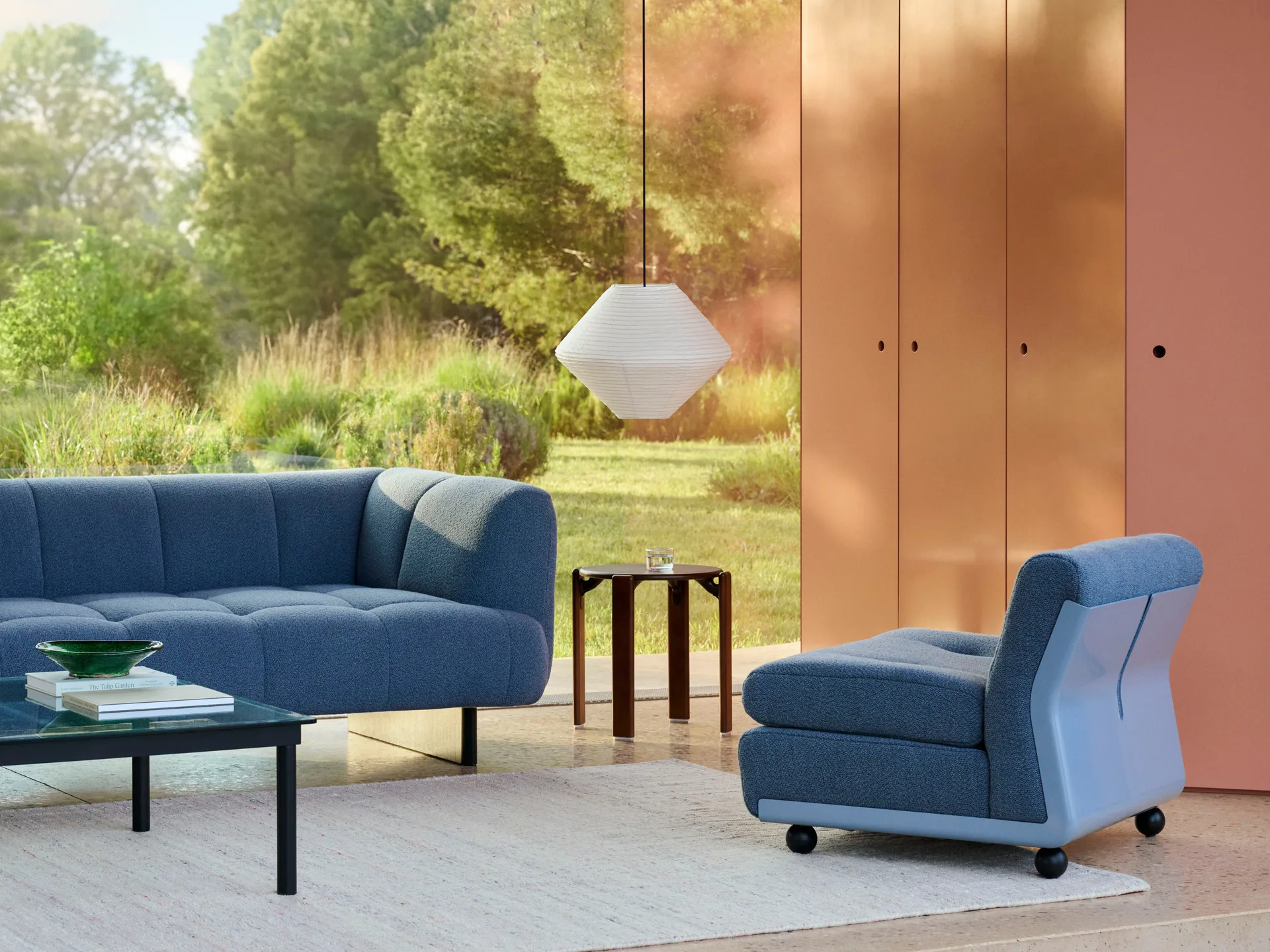 Amanta sofa module, Frost blue-turf blue, 1-seater/armchair HAY