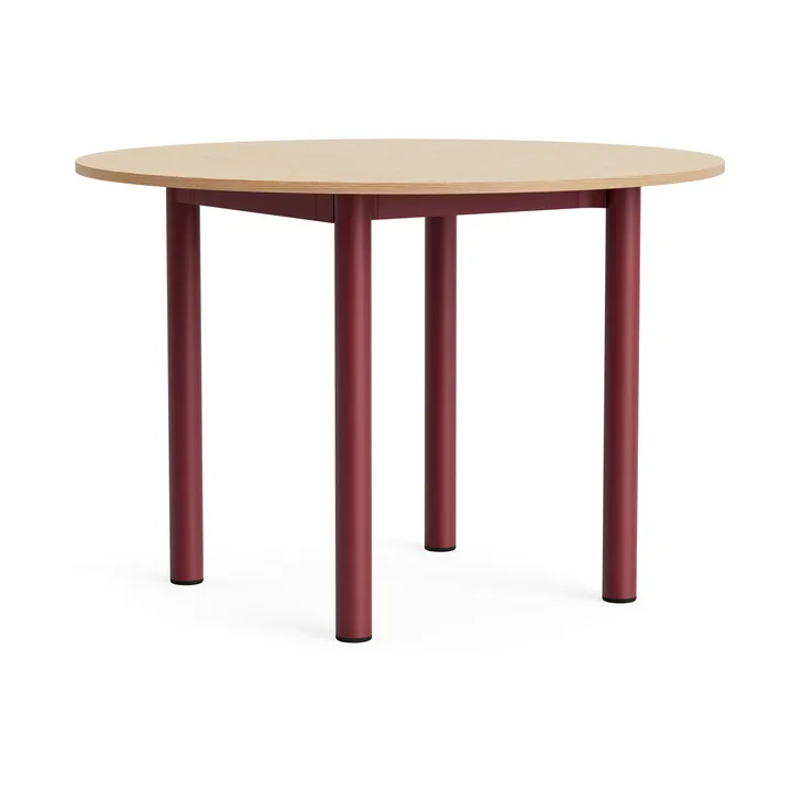 Annex Round dining table - Lacquered oak-child red aluminium, Ø110 cm - HAY