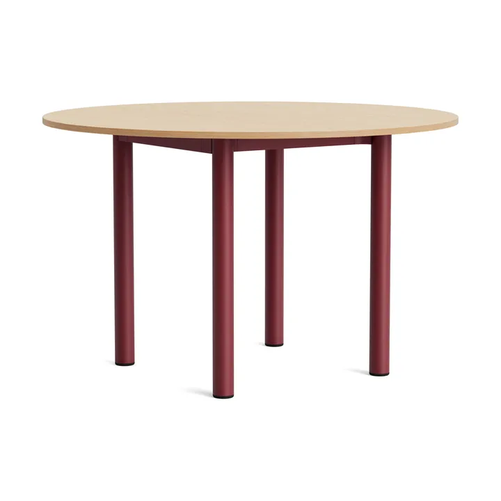 Annex Round dining table - Lacquered oak-child red aluminium, Ø120 cm - HAY